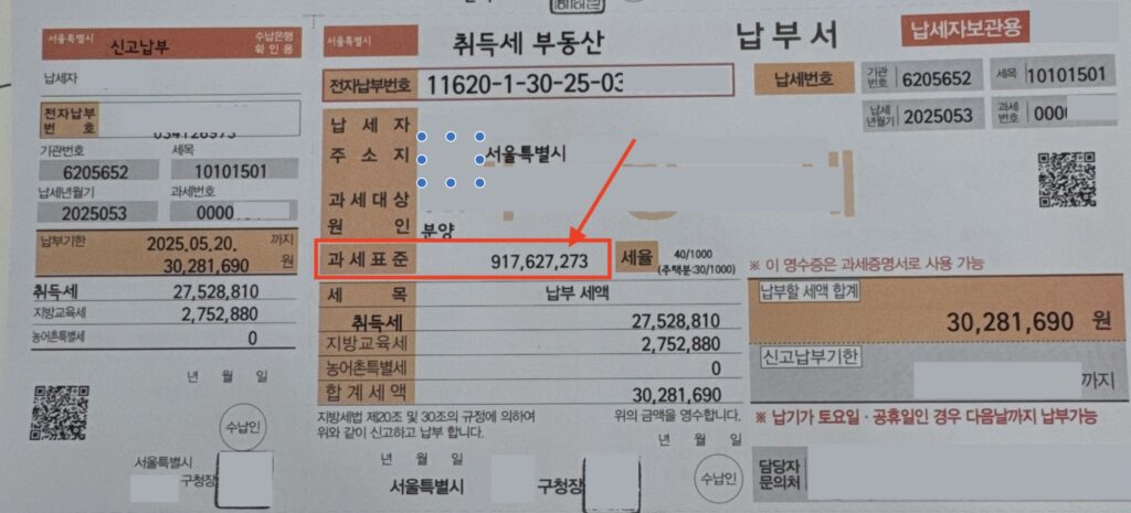 취득세과세표준금액